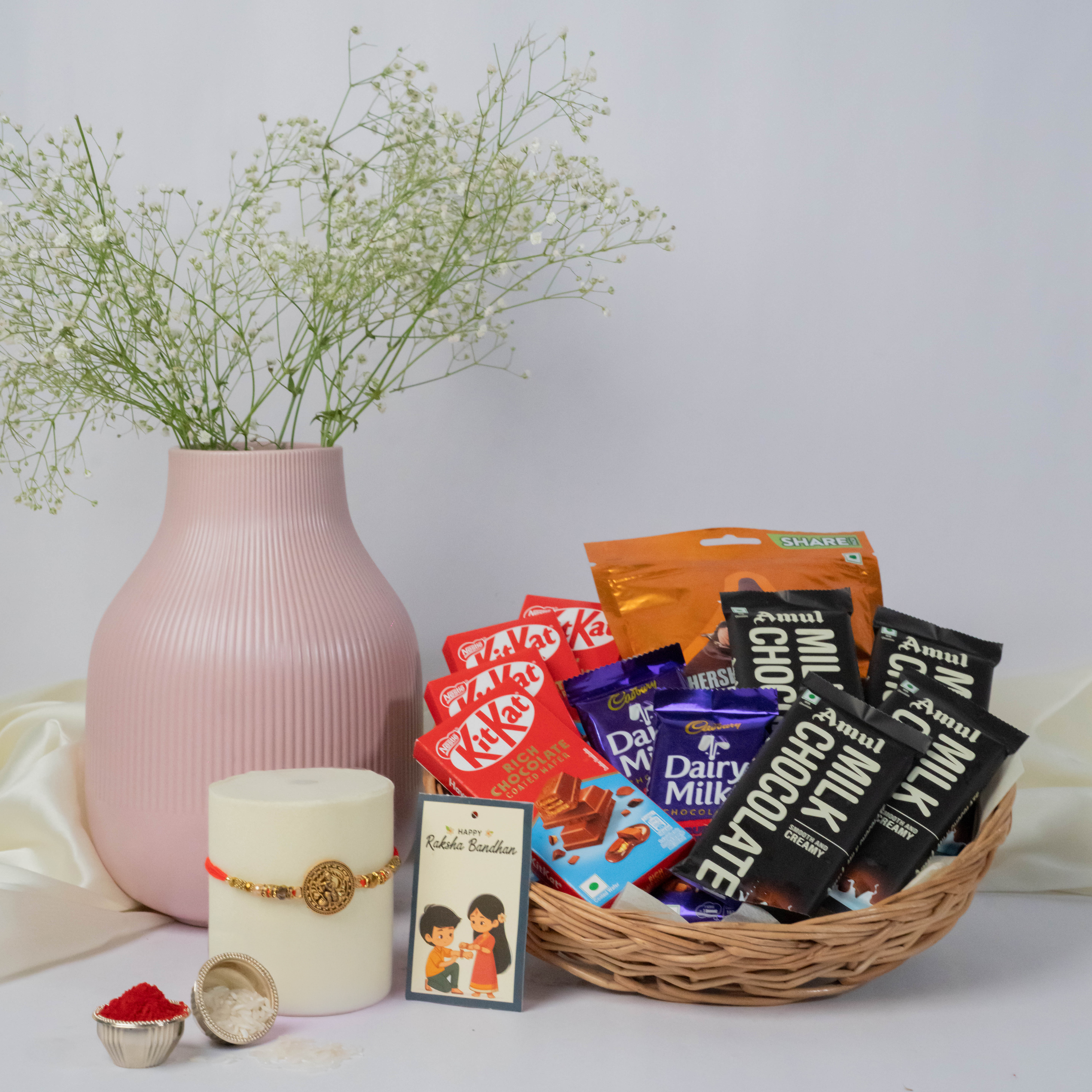 Pious Krishna Rakhi with Chocolate Bars
