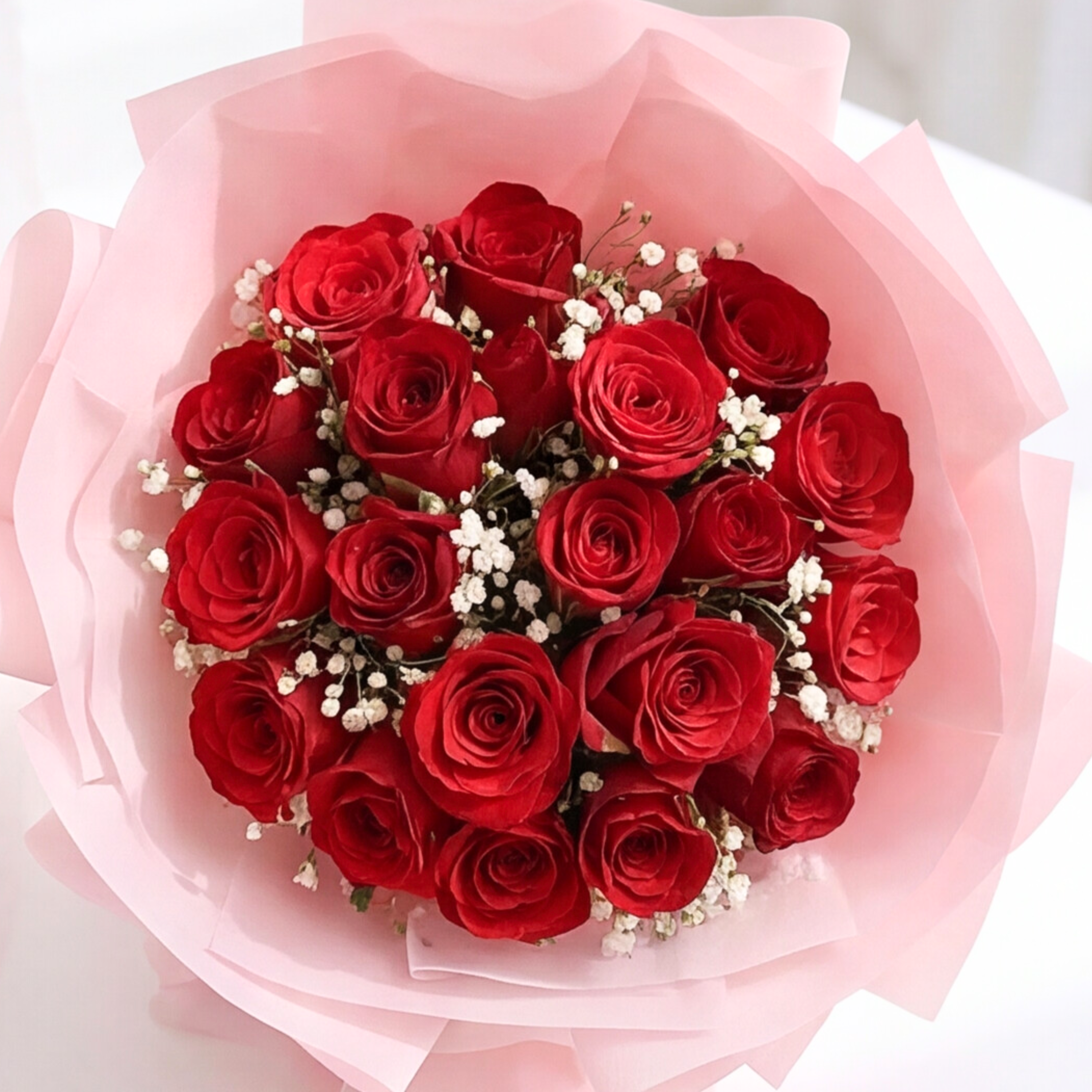 15 Red Roses Hand-Tied Bouquet