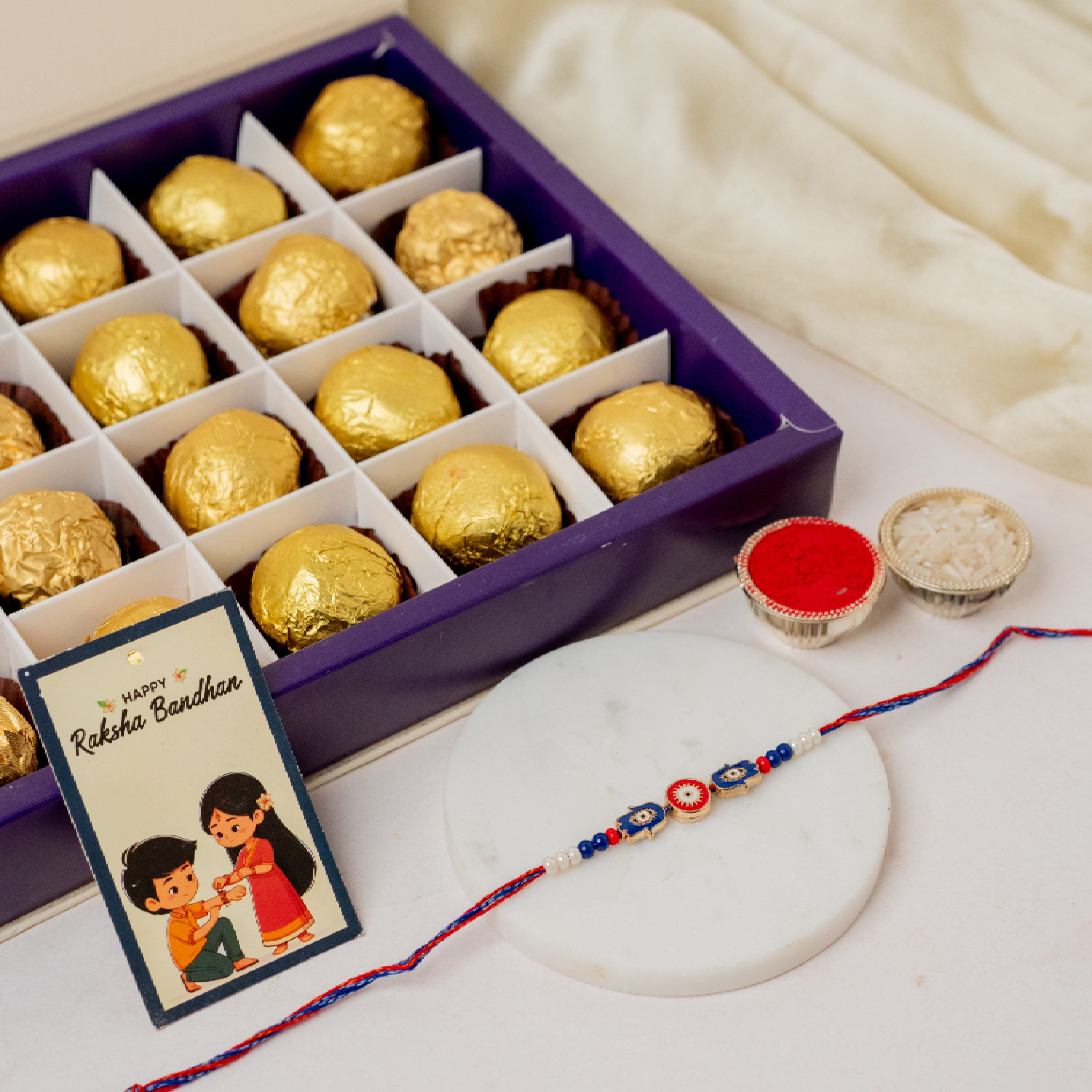 Evil Eye Rakhi & Chana Ladoo