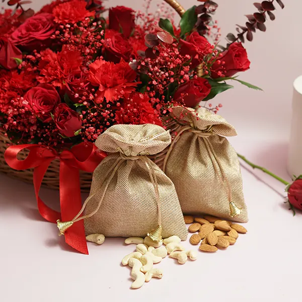 Red Glory Basket with Nut Medley
