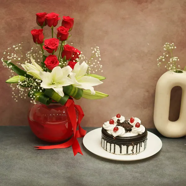 Deep Rosy Emotions with Black Forest Cake