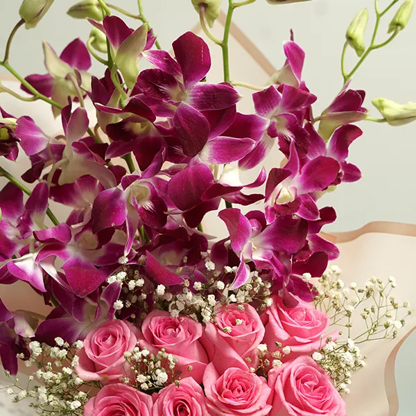 Purple Orchids & Sweet Heart Cake
