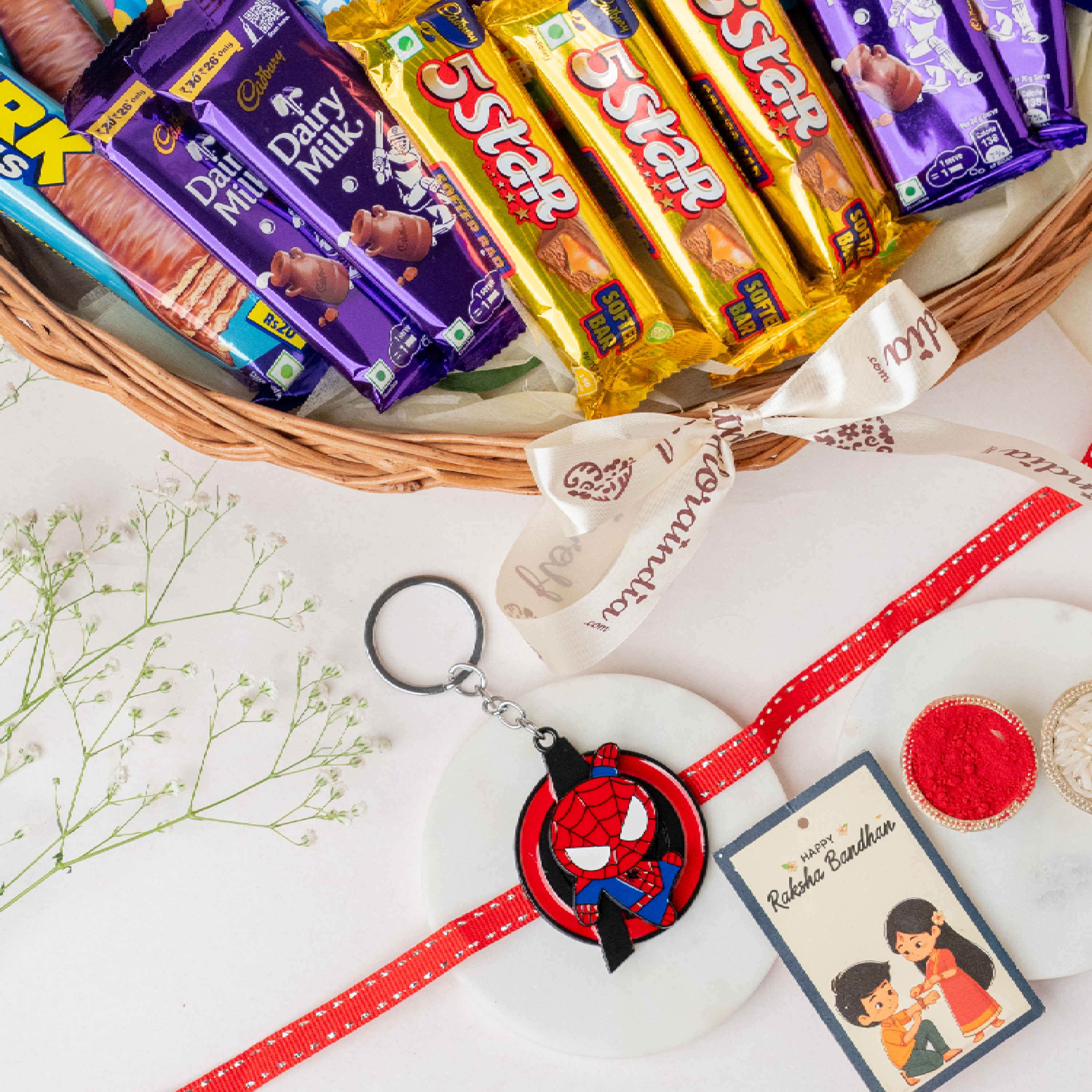 Spiderman Keychain Rakhi & Hamper Spiderman Keychain Rakhi & Hamper