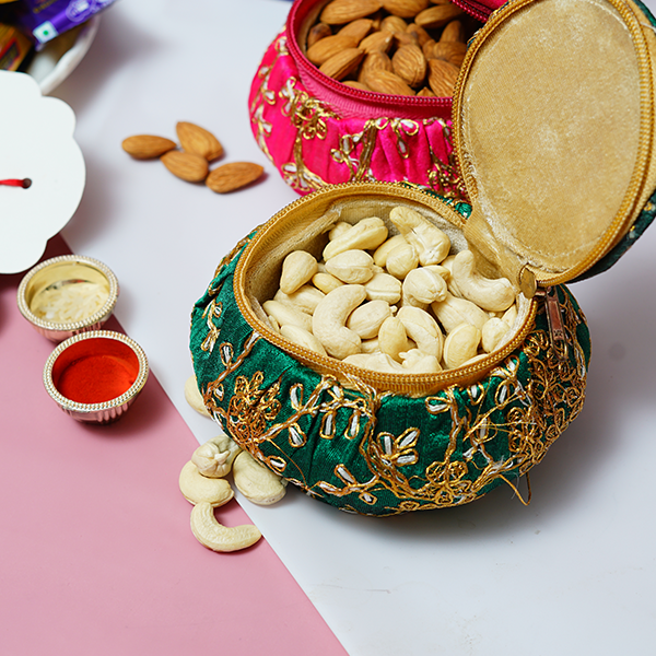Sacred Bead Rakhi with Designer Dry Fruit Box