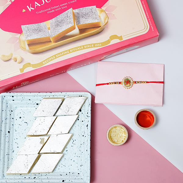 Meenakari Rakhi & Kaju Burfi