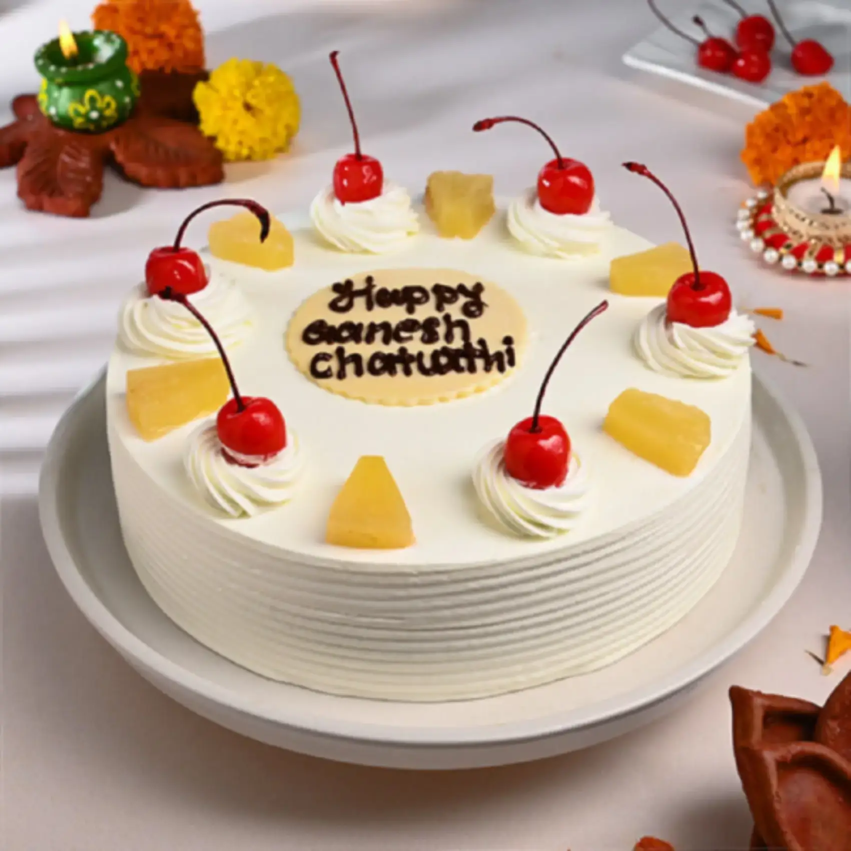 Ganesh Chaturhti Pineapple Cake