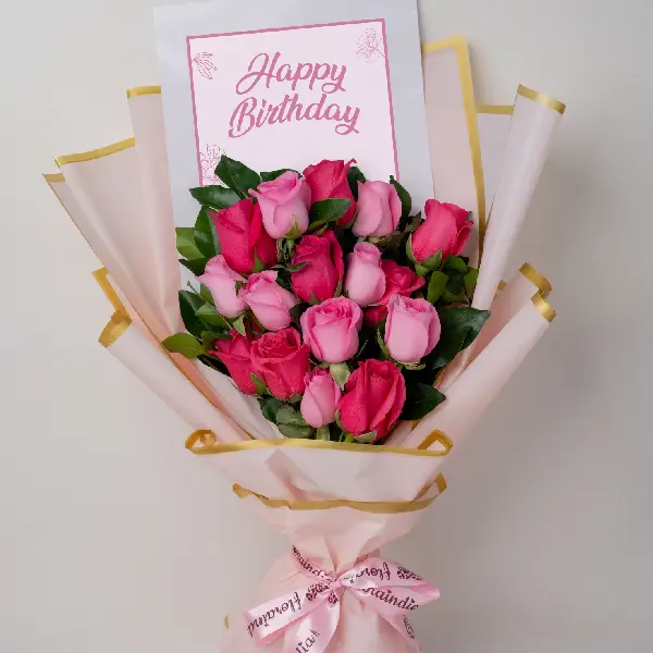 Birthday Wishes Mix Roses Bouquet