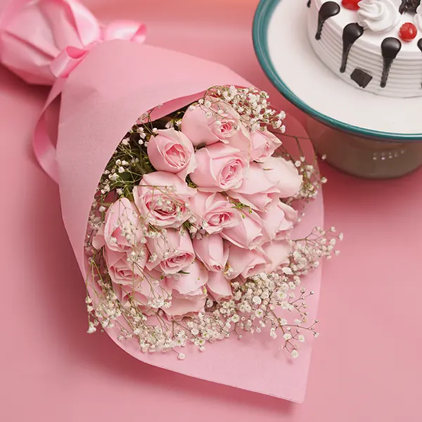 Pink Pearl Roses and Cake