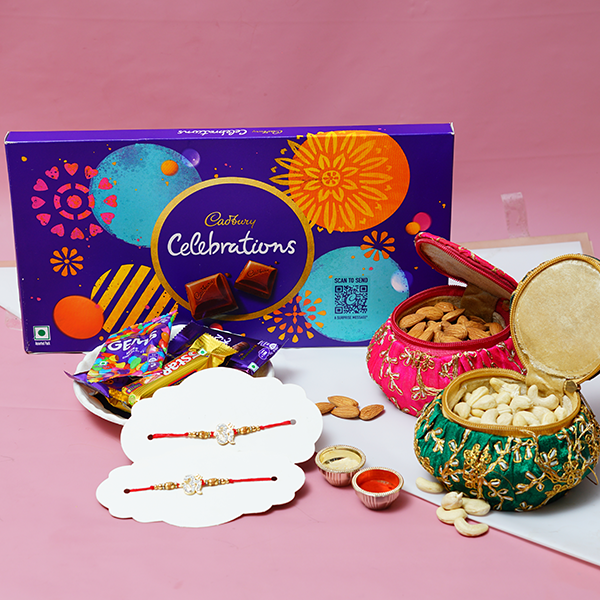 Sacred Bead Rakhi with Designer Dry Fruit Box
